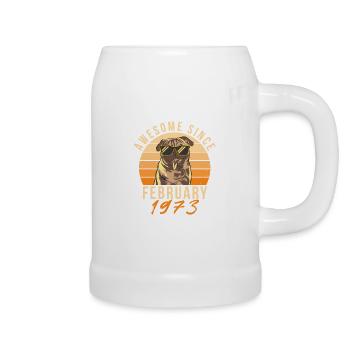 Februar 1973 Retro - Bierkrug - Weiß - Rechts
