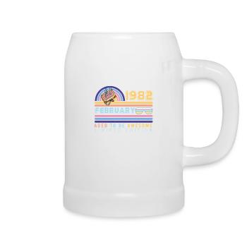 Né en 1982 en février Retro - Chope en céramique - blanc - Droite