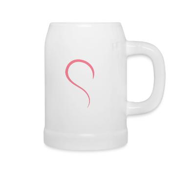 Demi-cœur rose - Chope en céramique - blanc - Droite