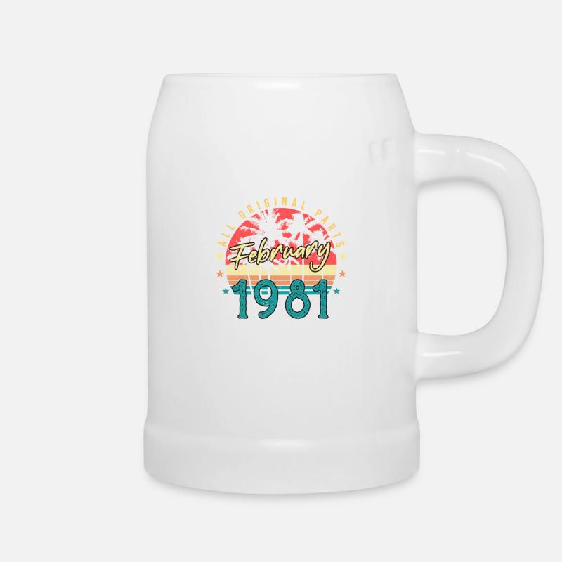 Geboren Im Februar 1981 Retro - Bierkrug - Weiß