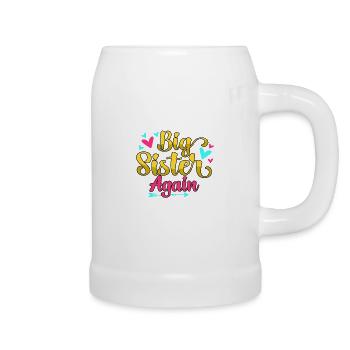 Big Sister Again Announcement Pregnancy Girls - Bierkrug - Weiß - Rechts