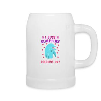 I just like dolphins kids girls - Beer Mug - white - Right
