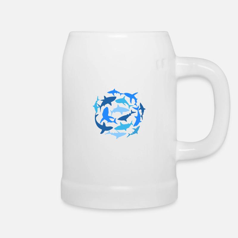 Sharks Fish School Diver Plongée Esthétique - Chope en céramique - blanc