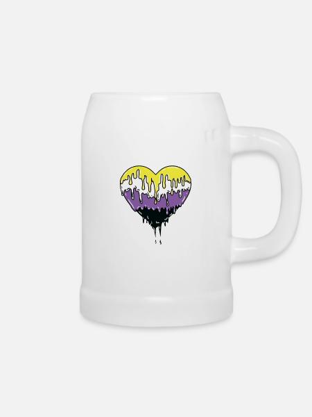 Nonbinary Pride Tropfendes Herz - Bierkrug - Weiß