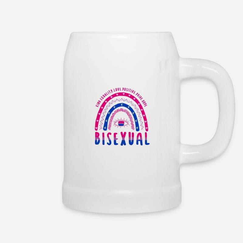Boho Rainbow LGBT Saying Bisexual - Beer Mug - white
