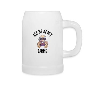 Ask Me About Gaming - Beer Mug - white - Right