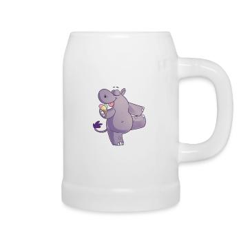 Maskotti Inge Nilpferd Yoga3 - Bierkrug - Weiß - Rechts
