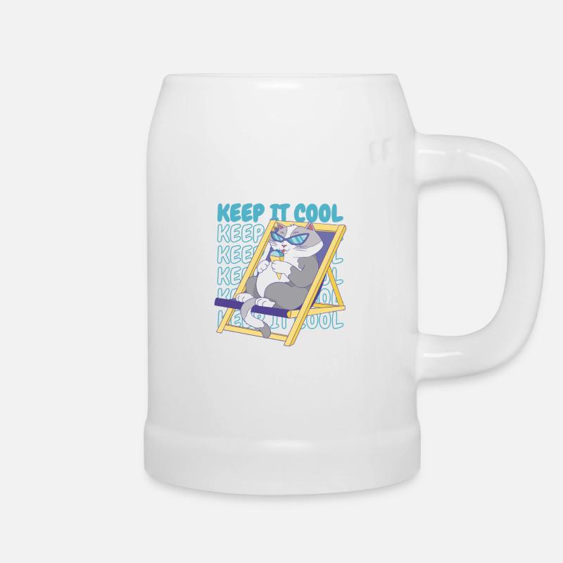 Crème glacée Été Plage Crème glacée Chat de vacances - Chope en céramique - blanc