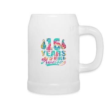 16th birthday or anniversary 16 years of being - Beer Mug - white - Right