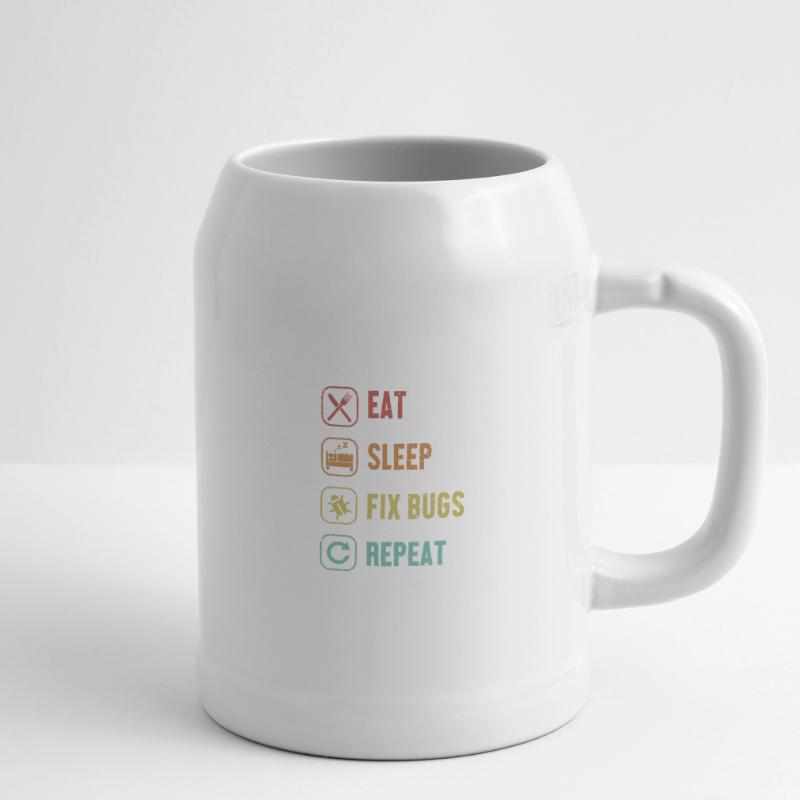 Eat Sleep Fix Bugs Repeat Coder Engineer Software Beer Mug