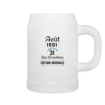 31 ans anniversaire aout 1991 - Chope en céramique - blanc - Droite