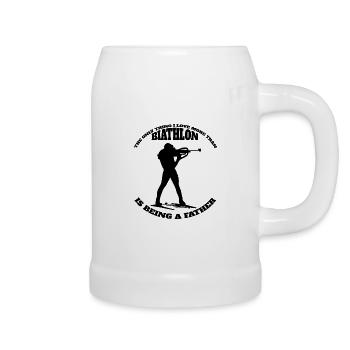 Biathlon Cadeau Papa Biathlète Père Sports d’Hiver - Chope en céramique - blanc - Droite