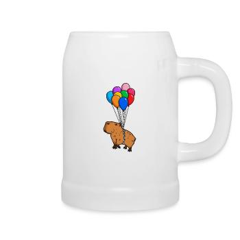 Capybara Riesenhöhle Nagetier mit Ballons Capybara - Bierkrug - Weiß - Rechts