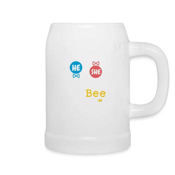 He or She Pappy To Bee Gender Reveal Family Baby - Beer Mug - white - Right