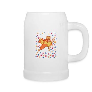 Pilote de chat dans le ciel étoilé - Chope en céramique - blanc - Droite