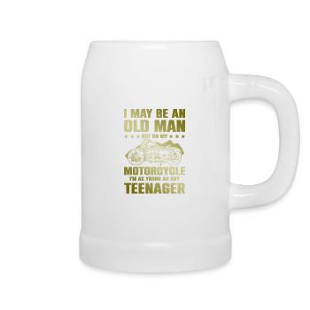 Motorcycle old man - Beer Mug - white - Right