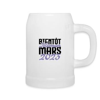 Annonce grossesse. bientôt Maman Mars 2023.maman - Chope en céramique - blanc - Droite