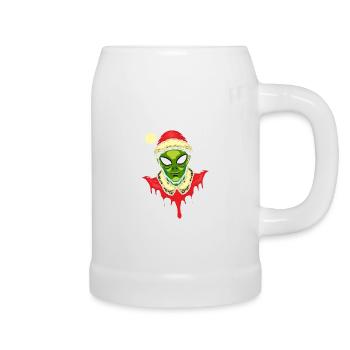 Alien Santa Outfit - Beer Mug - white - Right