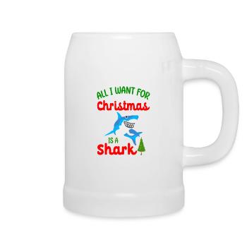 All i want for christmas is a shark - Beer Mug - white - Right
