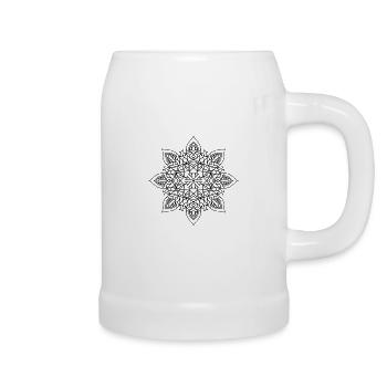 Blumen Mandala - Bierkrug - Weiß - Rechts