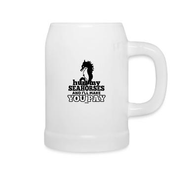 Seahorse marine life cute ocean - Beer Mug - white - Right