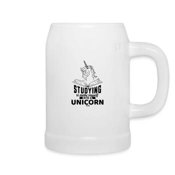 Unicorn Book Reading School - Beer Mug - white - Right