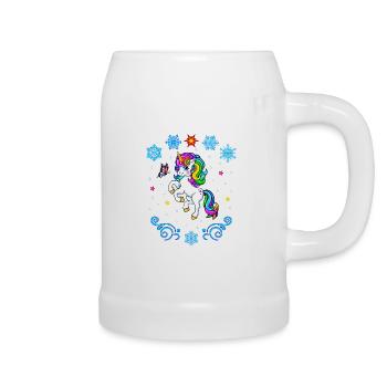 Licorne colorée avec flocons de neige Noël 2022 - Chope en céramique - blanc - Droite