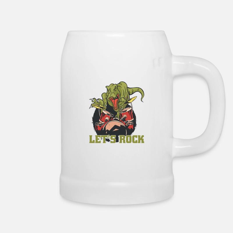 Percussion Drummer T-Rex Drums - Beer Mug - white