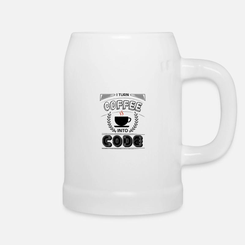 I TURN COFFEE INTO CODE - Beer Mug - white