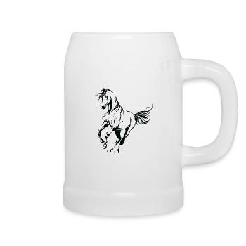 Beau cheval - Chope en céramique - blanc - Droite