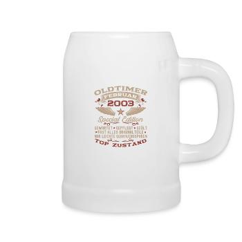 Oldtimer Februar Jahrgang 2003 Mann 20. Geburtstag - Bierkrug - Weiß - Rechts