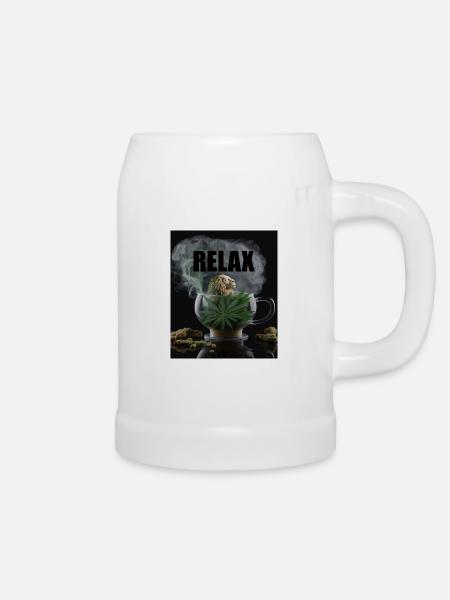 Cannabis Relax Geschenk - Bierkrug - Weiß