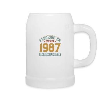 Fabriqué En Février 1987 Édition Limitée - Chope en céramique - blanc - Droite