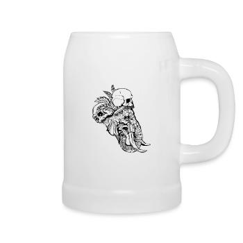 Elefantenkopf // Indianerstil // Schädel - Bierkrug - Weiß - Rechts