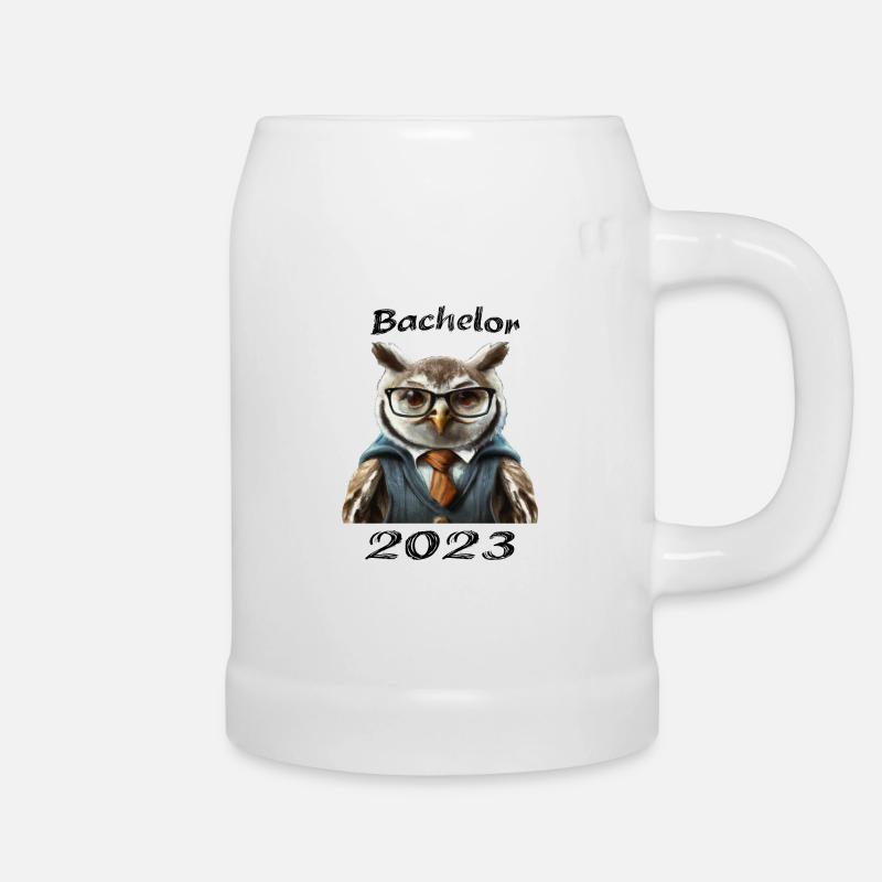 Bachelor 2023 Eule - Bierkrug - Weiß