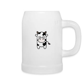 Minimalistische Kuh im Kawaii-Stil - Bierkrug - Weiß - Rechts