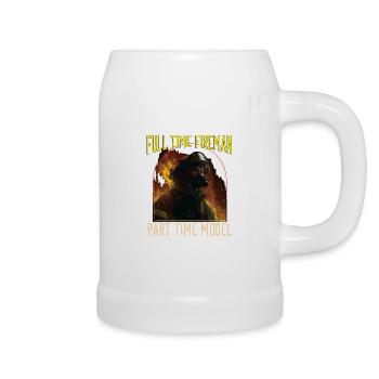 Full Time Fireman Part Time Model Funny - Beer Mug - white - Right