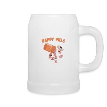 Happy Pills Schweine Lustige Farm Tierliebhaber Humor - Bierkrug - Weiß - Rechts