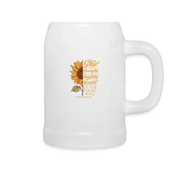 Christliche Bibel Vers Sonnenblumenliebhaber Religiös - Bierkrug - Weiß - Rechts