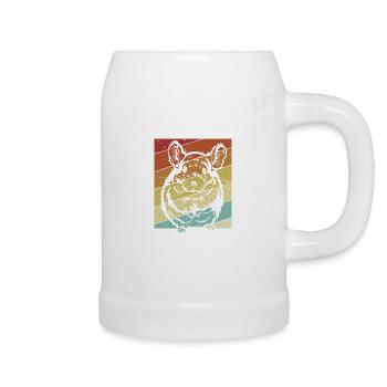 Retro Langschwanz Langhaar Kurzschwanz Züchter - Bierkrug - Weiß - Rechts
