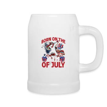 Né le 4 juillet - Chope en céramique - blanc - Droite