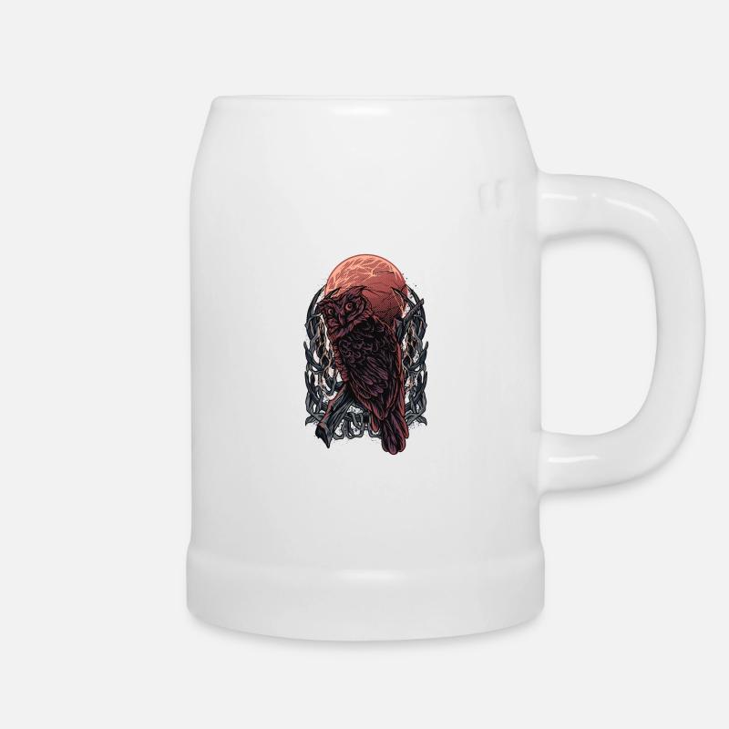 Eule im Blutmond - Bierkrug - Weiß