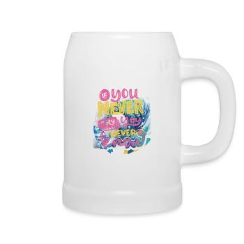 NEVER GIVE UP - Beer Mug - white - Right