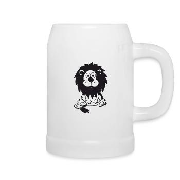 Lion, Dessin mignon pour enfants, Illustration, Ges - Chope en céramique - blanc - Droite