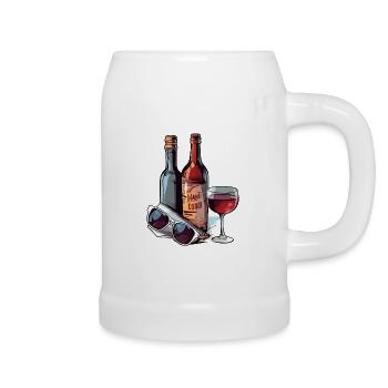 Weinflaschen und Gläser - Bierkrug - Weiß - Rechts