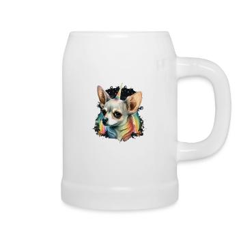 Chihuahua | Colourful Rainbow LGBTQ Unicorn - Beer Mug - white - Right