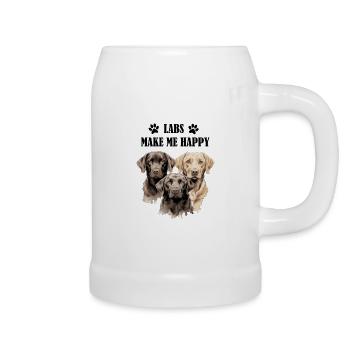 Labrador Happy Pfote Vierbeiner Hund Hundemama Wau - Bierkrug - Weiß - Rechts