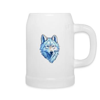 Costume de loup bleu loup-garou à tête et - Chope en céramique - blanc - Droite