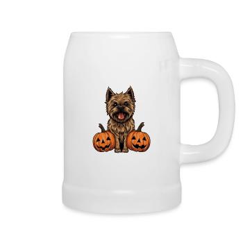 Cairn Terrier Dog Pumpkin Lazy Halloween Party - Beer Mug - white - Right