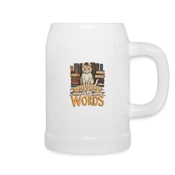 Whiskers and Words': Where curiosity about cosiness - Beer Mug - white - Right